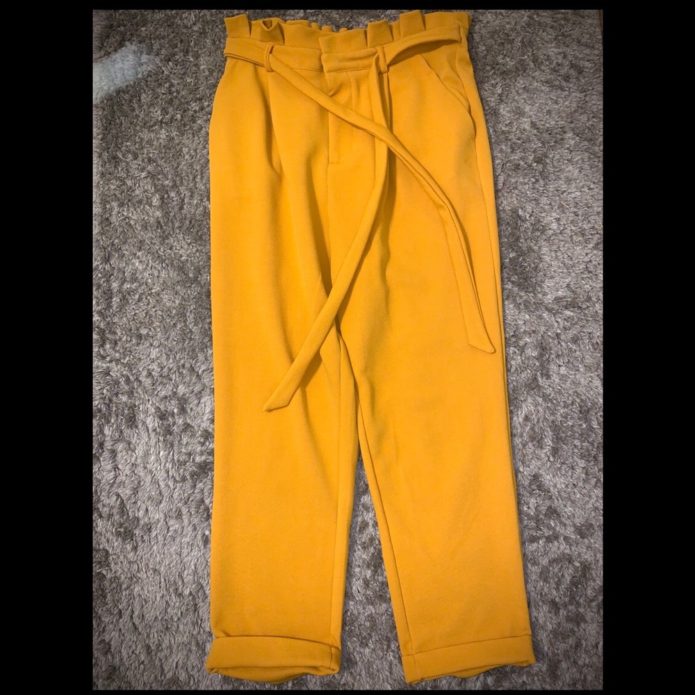women yellow dress pants